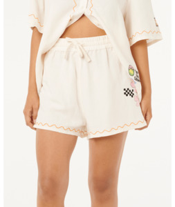 Womens Bottoms: SUNSET LUAU EMBROIDERED SHORT - SHELL