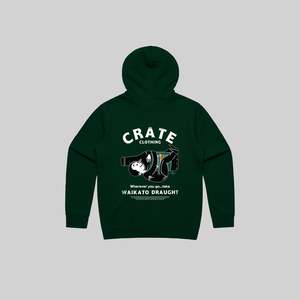 CRATE X WILLIE THE WAITER BEER HUG HOODIE - GREEN
