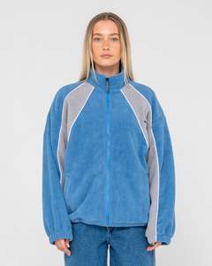 Womens: TWO TIDES ZIP THROUGH SHERPA FLEECE - BLUE / GREY