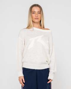 MILES OPEN KNIT CREW - WHITE