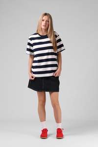Stripe OS Tee - Navy/White Stripe