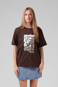 OS Floral Tee - Brunette Brown
