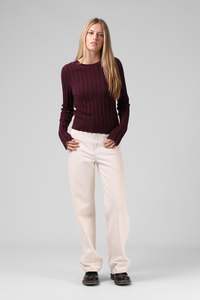 Womens: Wide Knit LS - Plum