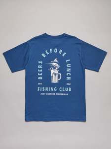 Tees: BEERS BEFORE LUNCH SEA TEE - MILITARY BLUE