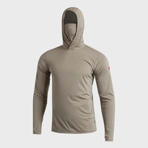 Mens: Sun Pro Long Sleeve Hooded Max UPF Shirt - Heather Vintage Khaki