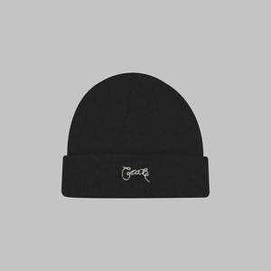 WOOLBLEND KNITTED BEANIE - BLACK