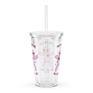 Witches Brew Cups: V-Day Thinking about you - Clear plastic tumbler