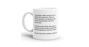 Products: Jandals Definition - Funny Kiwi Definition Mug - Bespoke Mugs