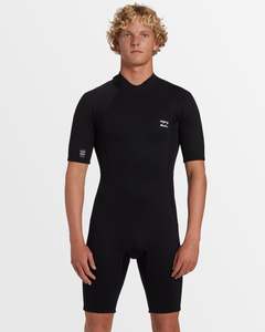 Mens Springsuits: 2/2 mm Foil Back Zip Short Sleeve Springsuit