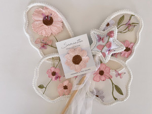 Products: Bundle - Pink Butterfly Meadow - Fairy wings, wand and clip samanthastokesbridal