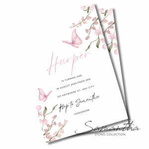 Butterfly Invitation - Editable Template samanthastokesbridal