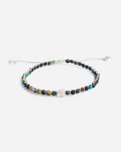 Gemstone Silver: Dark Chrysocolla Agate Bracelet | Silver