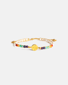 Mindfulness 7 Chakras Moonstone Bracelet | Gold