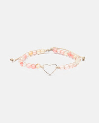 Watermelon Quartz Heart Bracelet | Silver