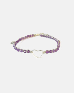 Gemstone Heart: Light Amethyst Heart Bracelet | Silver