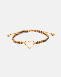 Tiger Eye Bracelet Heart | Gold