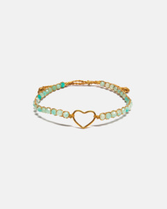 Gemstone Heart: Amazonite Heart Bracelet | Gold