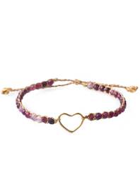 Red Garnet Heart Bracelet | Gold