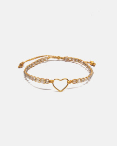 Gemstone Heart: Labradorite Heart Bracelet | Gold
