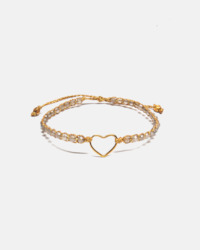 Gemstone Heart: Labradorite Heart Bracelet | Gold