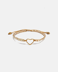 Gemstone Heart: Aquamarine Heart Bracelet | Gold