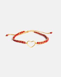 Crystal: Crystal Red Heart Bracelet | Gold