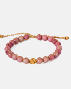 Rhodonite 6mm Bracelet | Gold