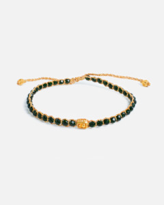 Gemstone Gold: Green Sandstone Bracelet | Gold