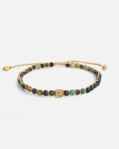 Gemstone Gold: Dark Chrysocolla Agate Bracelet | Gold