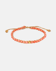 Kids Bracelets: Pink Coral  Nugget Kids Bracelet | Gold