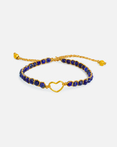 Kids Bracelets: Lapis Lazuli Heart Kids Bracelet | Gold