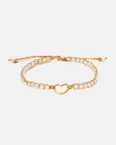 Kids Bracelets: Crystal Glass Kids Heart Bracelet | Gold