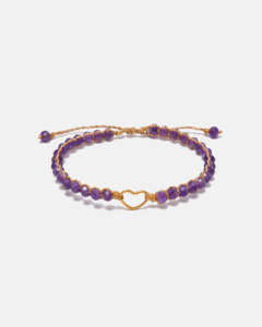 Kids Bracelets: Amethyst Heart Kids Bracelet | Gold