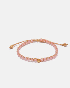 Kids Bracelets: Pink Tourmaline Nugget Kids Bracelet | Gold