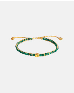 Green Emerald Agate Bracelet | Gold