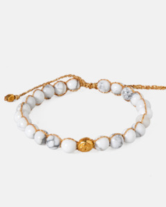 6mm Bracelets: Howlite 6mm Bracelet | Gold