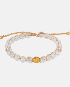 6mm Bracelets: Clear Quartz 6mm Bracelet | Gold