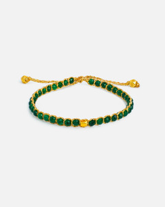 Green Emerald Nugget Kids Bracelet | Gold