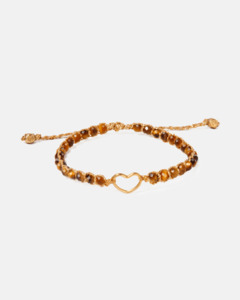 Heart Collection: Tiger Eye Kids Bracelet Heart | Gold