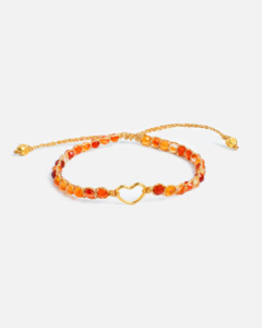 Heart Collection: Carnelian From Brazil Heart Kids Bracelet | Gold