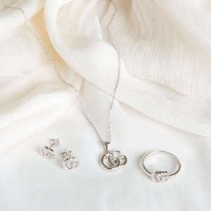 s925 Silver Double GG Words Pendant , Ring , Earrings And Including s925 Silver Chain