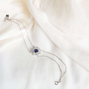 s925 Silver Adjustable Blue Crystal Bracelet