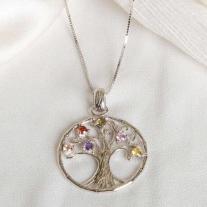 Products: s925 Silver Colourful Tree Of Life Pendant And Including s925 Silver box Chain