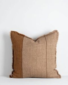 Frankton- 100% Handwoven Linen Cushion by BAYA- Caramel