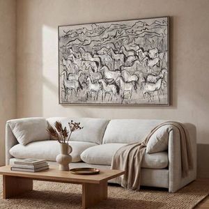 Art Sanctuary Interiors: Herd Framed Canvas NZ Textured Neutral Wall Art