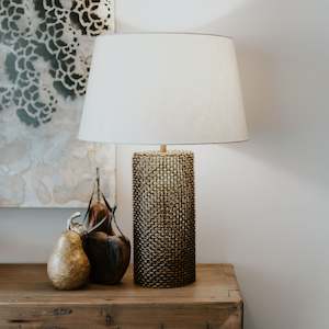 Lighting: Woven Metal Table Lamp - Old Brass - Base Only
