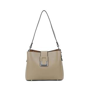 Leila Leather Bucket Bag - Taupe