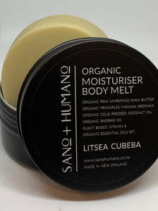 Organic Skincare: Organic Moisturiser Body Melt, Litsea Cubeba - with travel tin