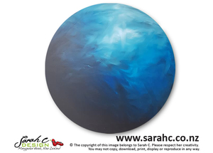 Products: Original Sarah C Artwork: Black Blue Abstract, Round - Sarah C