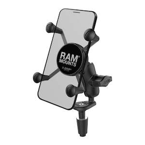 Motorcycle Accessories: RAM X-GRIP PHONE HOLDER WITH MOTORCYCLE FORK STEM BASE